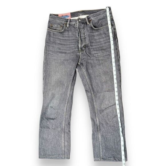 Acne Studios Blå Konst Gray Denim Straight Leg Button Fly Cropped Jeans Size 26 - Picture 12 of 14